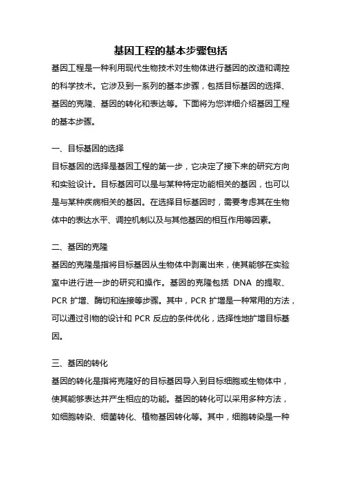 基因工程的基本步骤包括