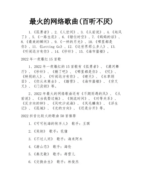 最火的网络歌曲(百听不厌) 