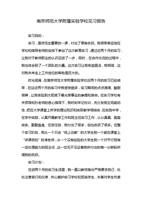 南京师范大学附属实验学校见习报告