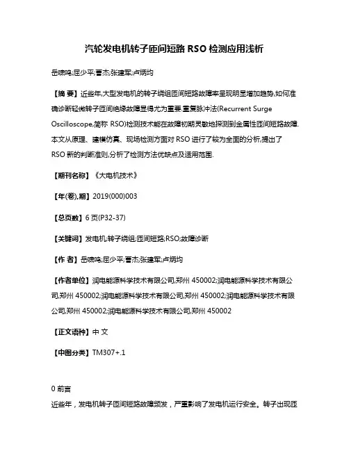 汽轮发电机转子匝间短路RSO检测应用浅析
