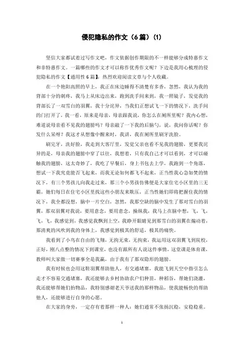 侵犯隐私的作文(6篇)(1)