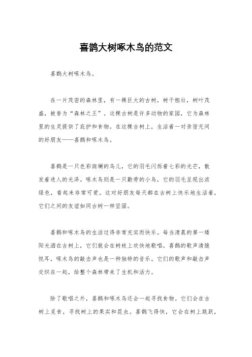 喜鹊大树啄木鸟的范文