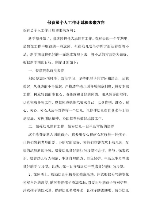 保育员个人工作计划和未来方向