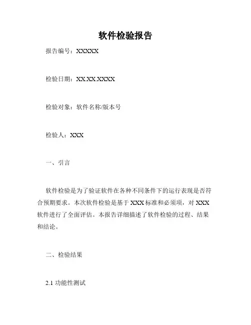 软件检验报告