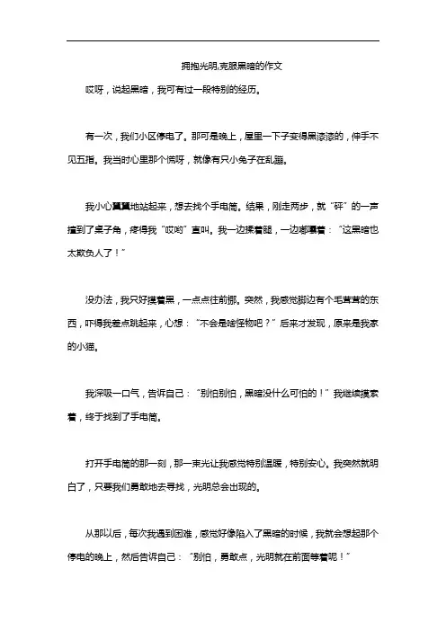 拥抱光明,克服黑暗的作文