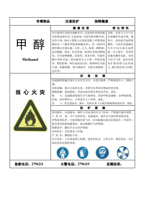 职业病危害告知卡