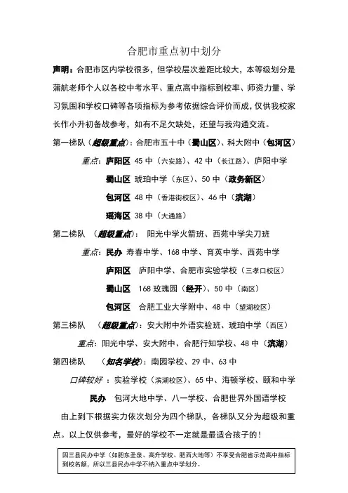 合肥初中排名