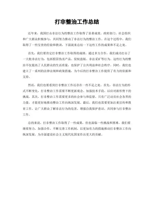 打非整治工作总结