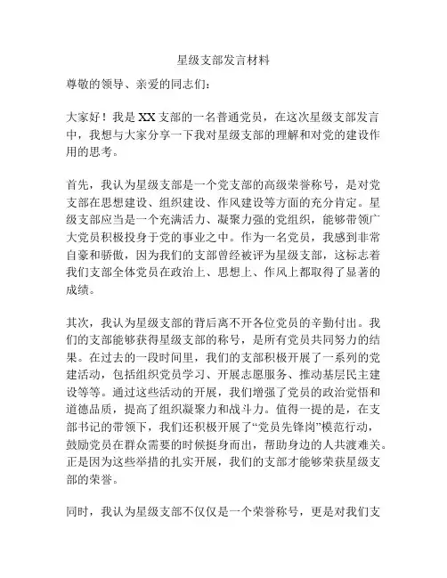 星级支部发言材料