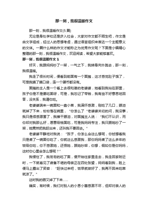 那一刻，我很温暖作文（5篇）
