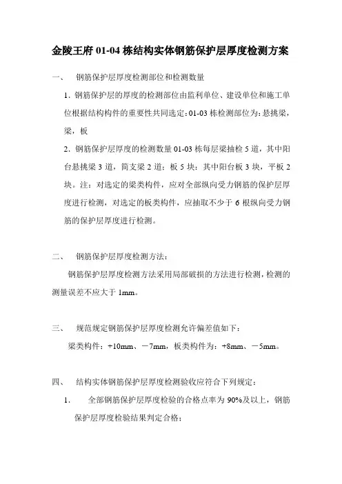 钢筋保护层厚度检测方案