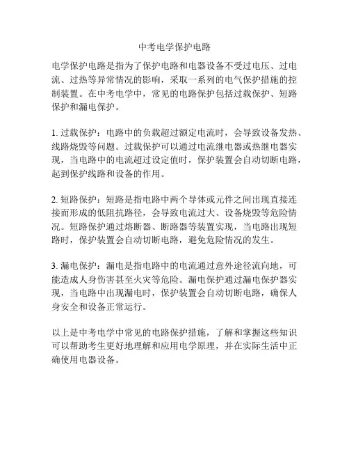 中考电学保护电路