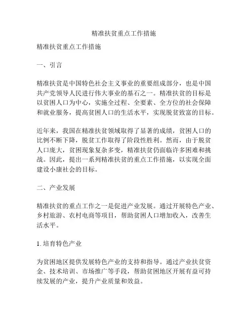 精准扶贫重点工作措施