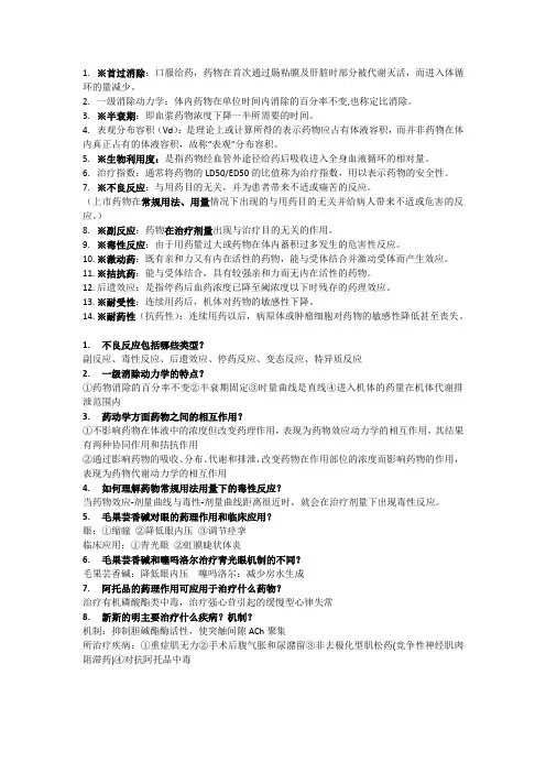 药理重点简答题