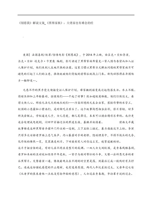 《别惹我》影评解说文案_《黑帮家族》：大佬家也有难念的经