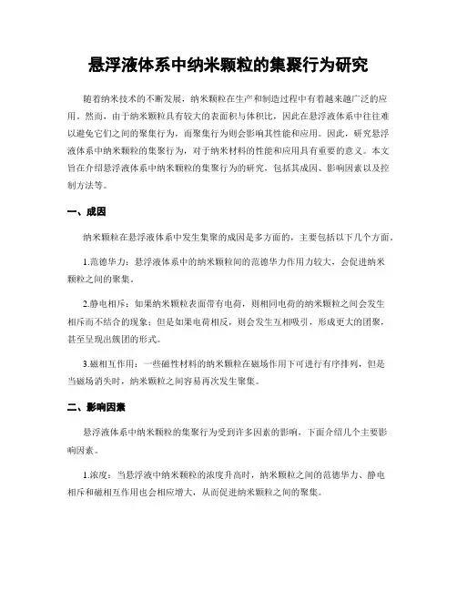 悬浮液体系中纳米颗粒的集聚行为研究