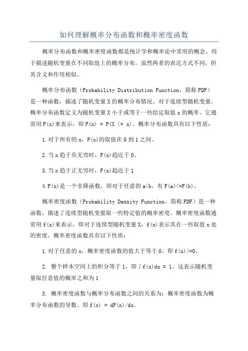 如何理解概率分布函数和概率密度函数