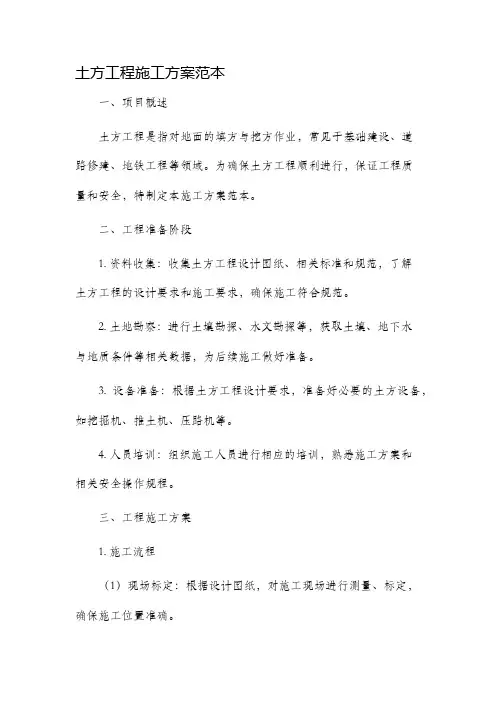 土方工程施工方案范本