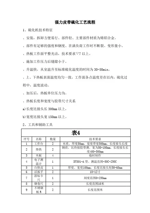 强力皮带硫化工艺流程