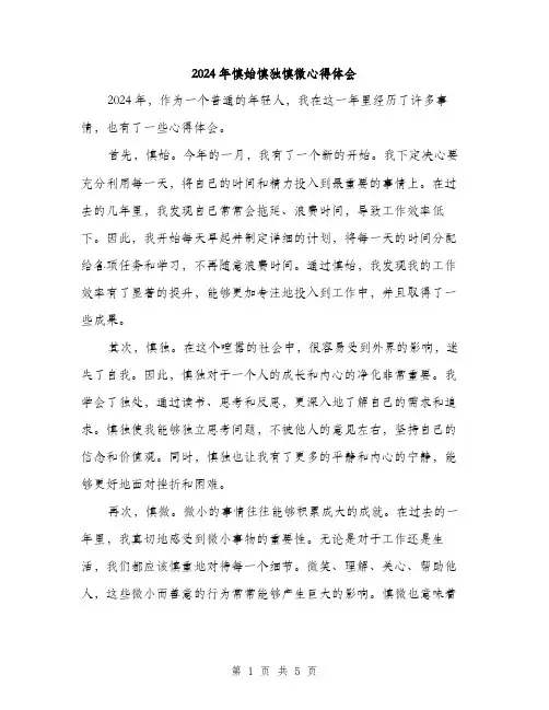 2024年慎始慎独慎微心得体会（2篇）
