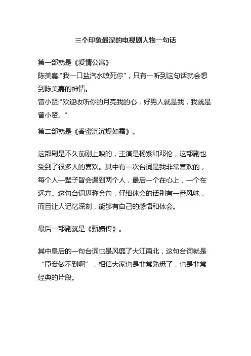 三个印象最深的电视剧人物一句话