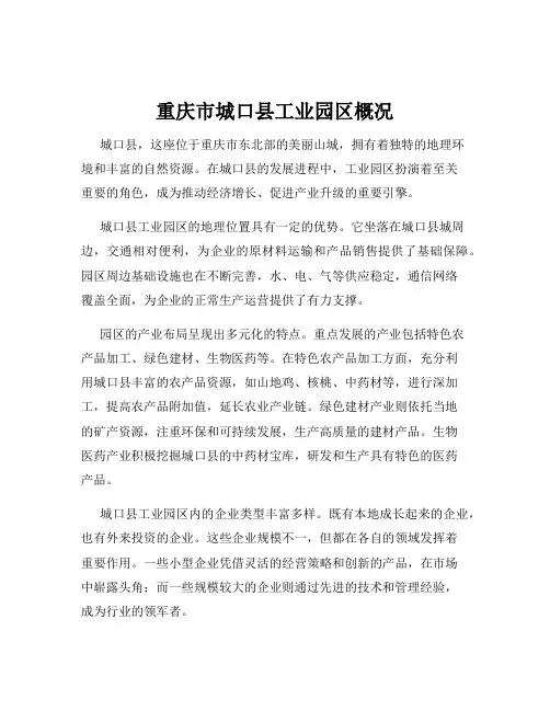 重庆市城口县工业园区概况