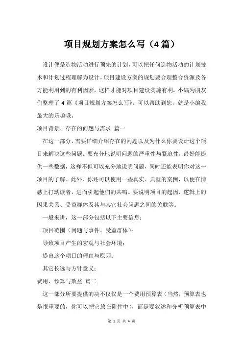项目规划方案怎么写(4篇)