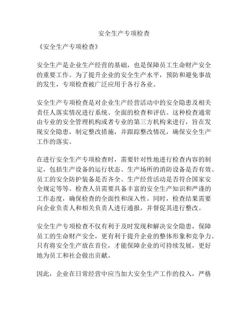 安全生产专项检查