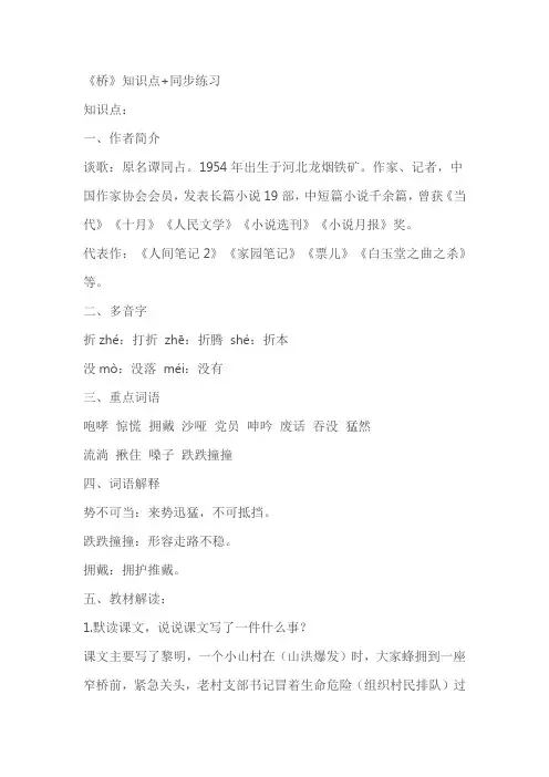 《桥》知识点+同步练习(含答案)