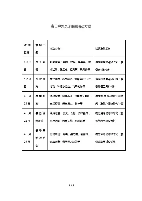 春日户外亲子主题活动方案
