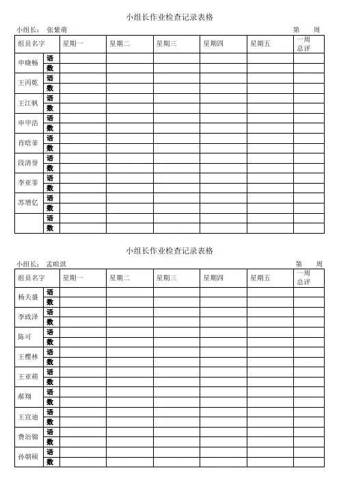 小组长作业检查记录表格