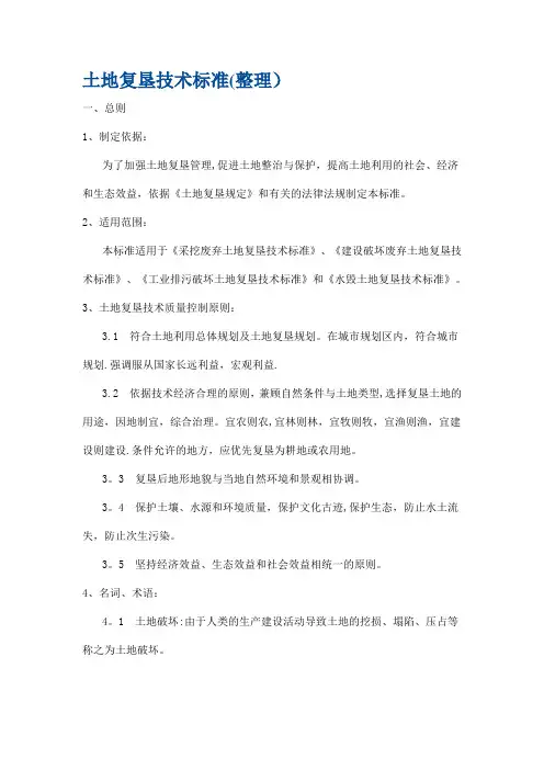 土地复垦技术标准整理