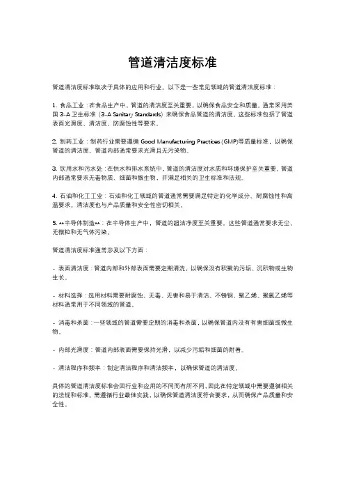 管道清洁度标准
