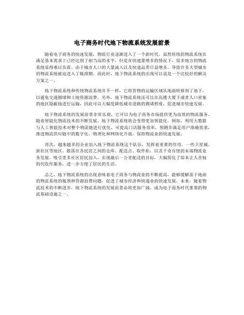 电子商务时代地下物流系统发展前景