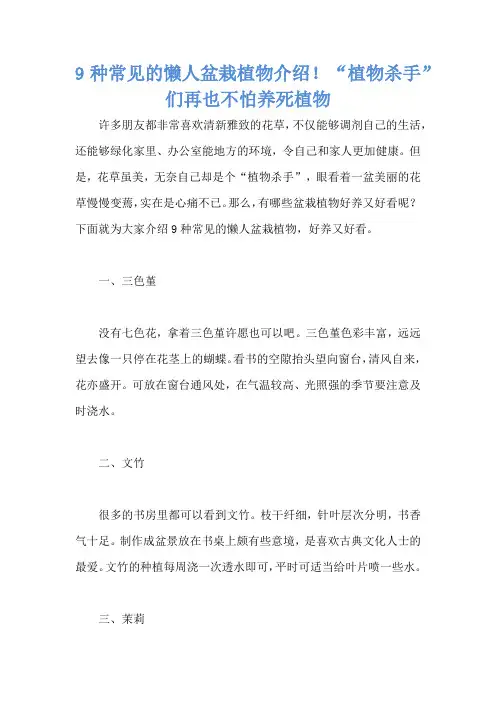 9种常见的懒人盆栽植物介绍!“植物杀手”们再也不怕养死植物