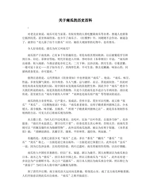 关于南瓜的历史百科