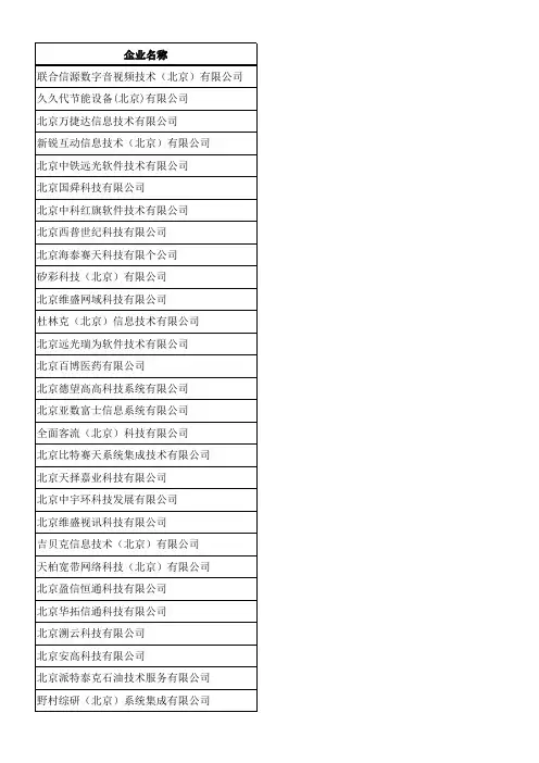 TMT企业库-中关村高新技术企业名单