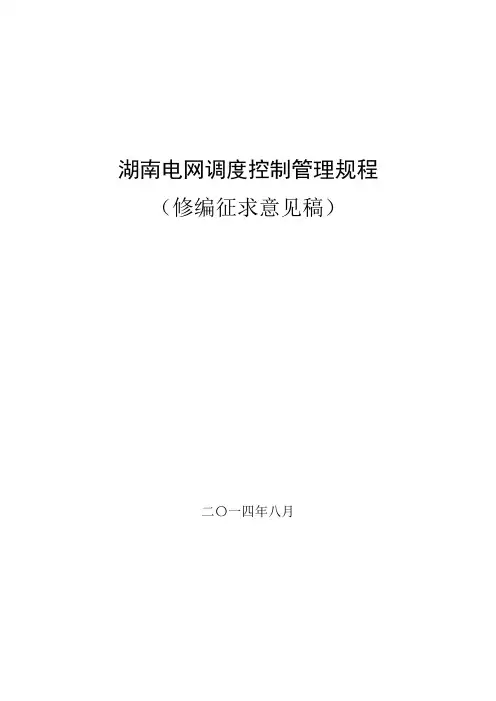 湖南电网调度控制管理规程