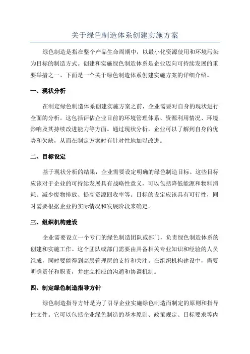 关于绿色制造体系创建实施方案