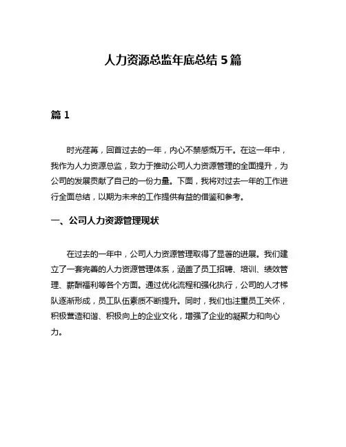 人力资源总监年底总结5篇