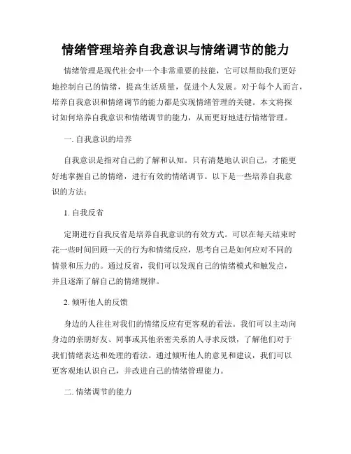 情绪管理培养自我意识与情绪调节的能力