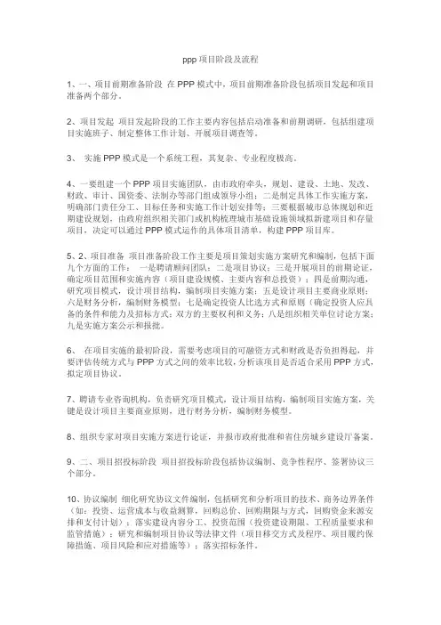 ppp项目阶段及流程