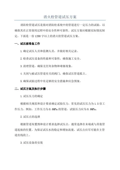 消火栓管道试压方案