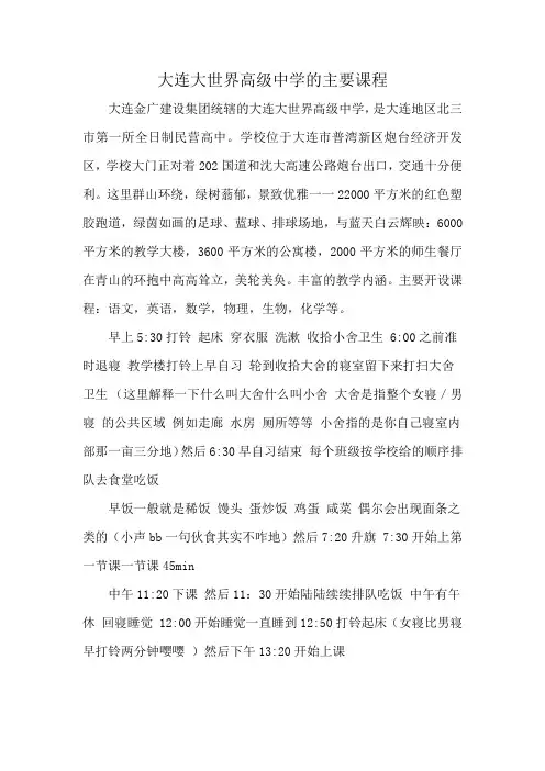 大连大世界高级中学的主要课程