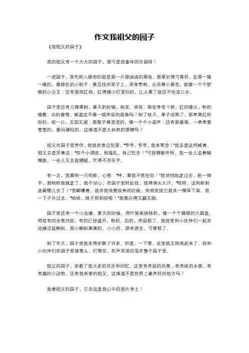 作文我祖父的园子