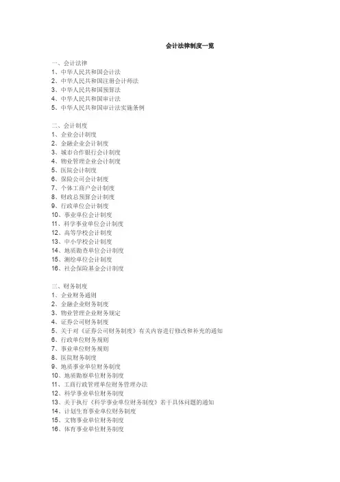 会计法律制度一览