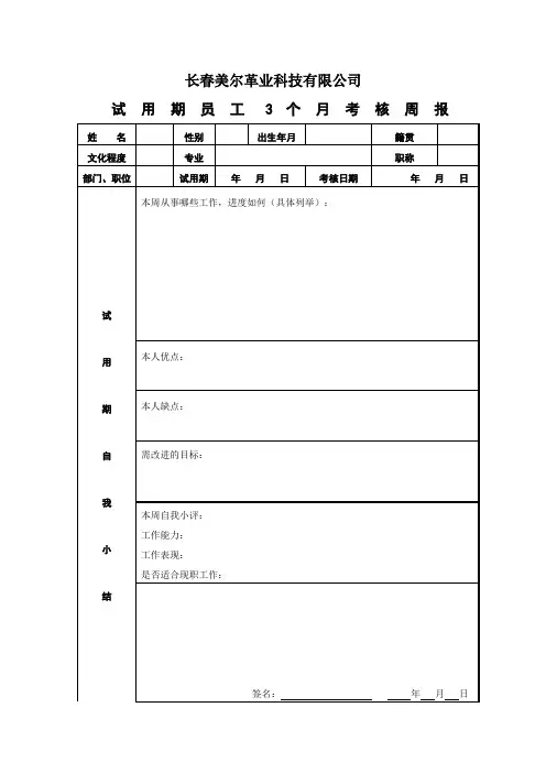 新入职员工跟踪考核表