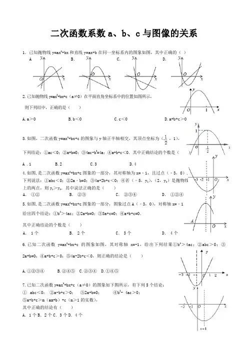 二次函数系数abc与图像的关系