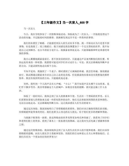 【三年级作文】当一次盲人_600字