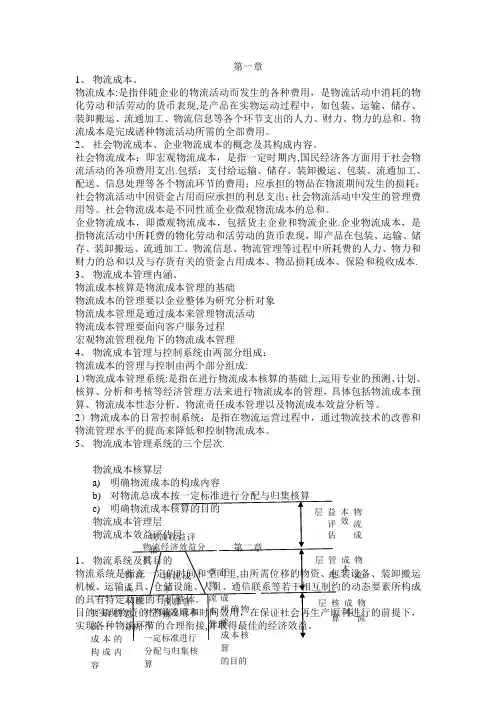 物流成本管理复习试题及答案